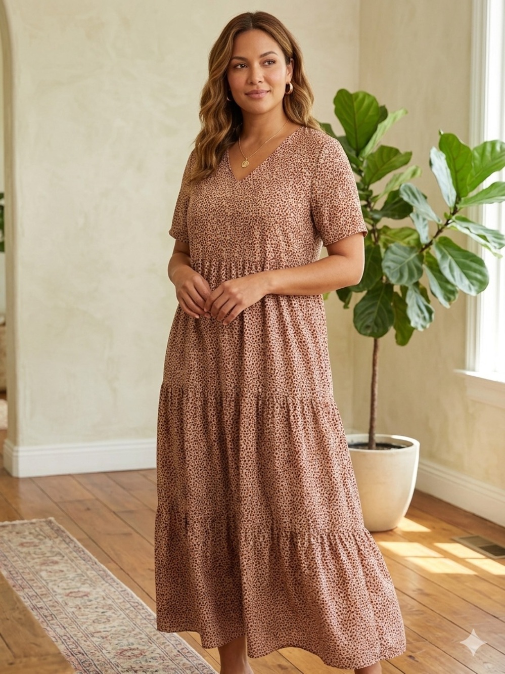 SHEIN Leopard Print Tiered Maxi Dress